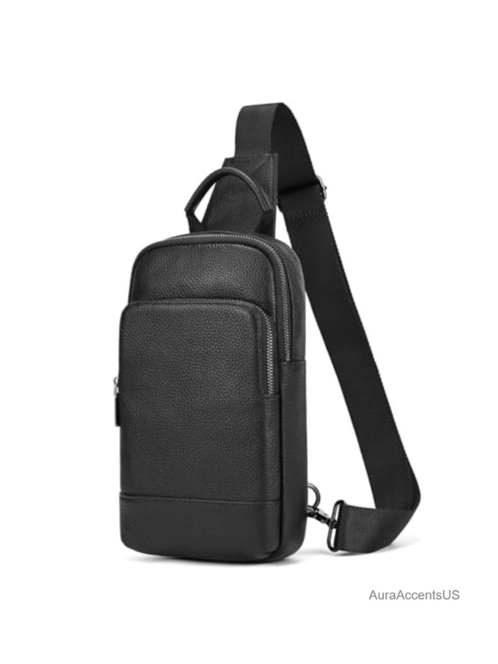 Genuine Leather Men's Sling Bag Crossbody Chest Bag Multi Pockets Travel